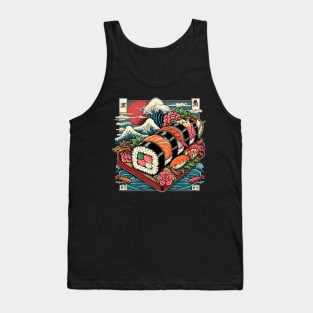 Sushi Wave Men Women Vintage Edo Japanese Tank Top